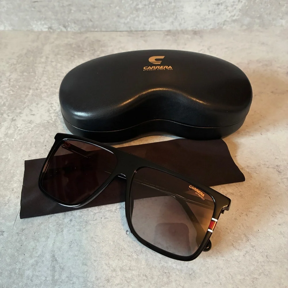 Carrera Vizon/S Black Brown Gradient Shield Sunglasses 145 UV Protect w/ Case